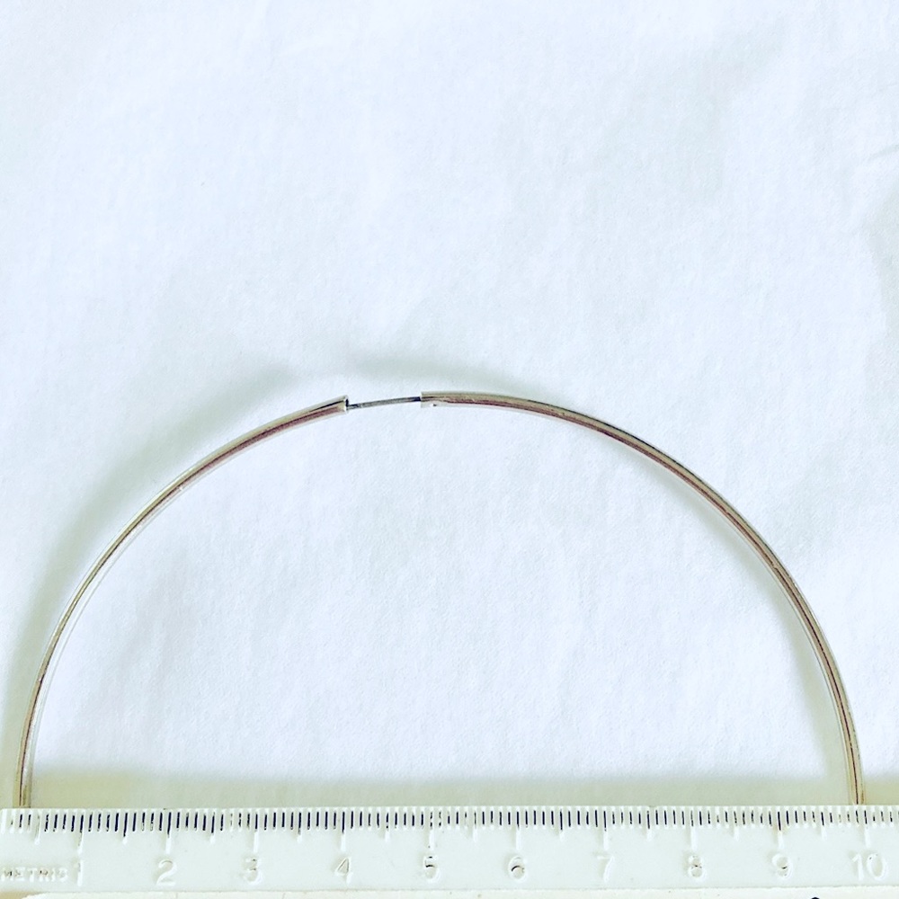 Vintage 80’s large hoop earrings Silver tone 10cm - Picture 5 of 5